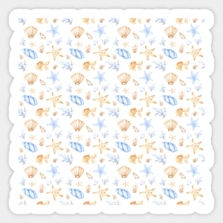 Cute Watercolor Sea Shells and Star Fish Sticker